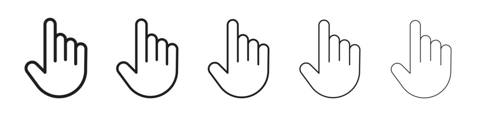 Pointing hand icon simple editable stroke series pack. eps10