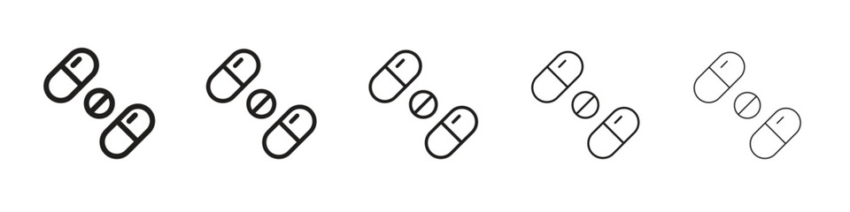 Pills icon simple editable stroke series pack. eps10