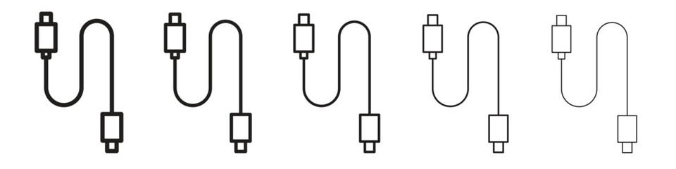 Phone cable icon simple editable stroke series pack. eps10