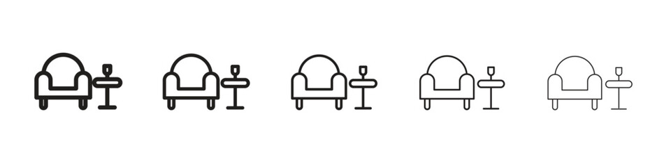 Lounge icon simple editable stroke series pack. eps10