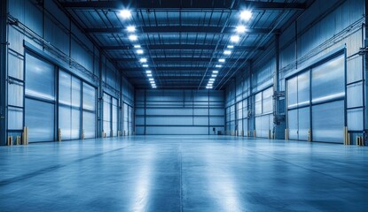 Empty warehouse interior, modern industrial style