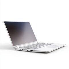 A laptop computer with a white background