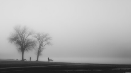 霧に覆われた景色