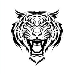 Obraz premium Tribal lion head tattoo vector illustration with fierce feline power