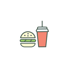 Burger and drink icon fast food meal