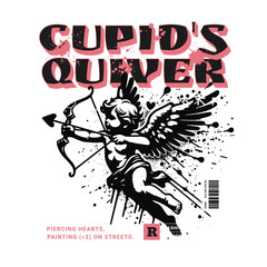 Fototapeta premium Cupid's Quiver: A stylized artwork of Cupid, the iconic figure of love, drawing his bow. A visual celebration of Valentine's Day.