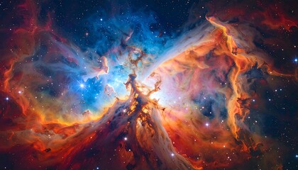 Colorful nebula in space