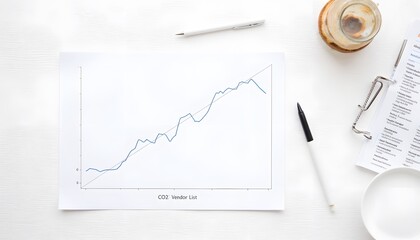 Line Graph Depicting CO2 Levels with Tools on a White Desk Surface
