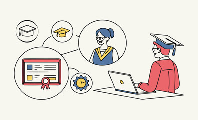 Online Learning and Education Icons Set