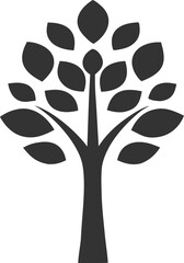 Stylized dark grey tree with many leaves vector