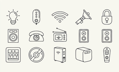 Smart Home Devices and IoT Line Icons Set