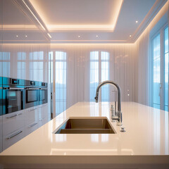 Modern kitchen interior design, kitchen sink 