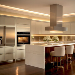 modern kitchen interior, luxurious house