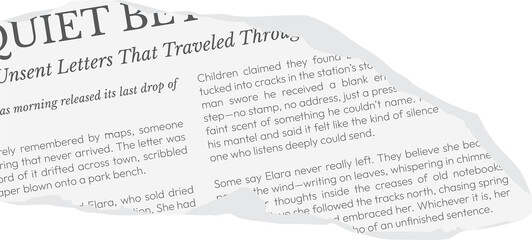 Naklejka premium Ripped white newspaper. Torn pieces of magazine realistic texture for journal, collage, banner, poster, 90s design 