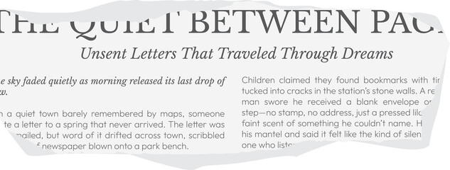 Naklejka premium Ripped white newspaper. Torn pieces of magazine realistic texture for journal, collage, banner, poster, 90s design 