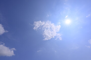 Bright blue sky around the sun
