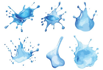 Fototapeta premium Set of blue water splash isolated