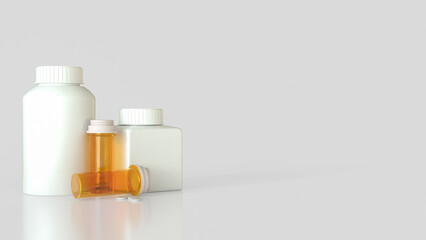 The Drug bottle on white background for Medical or health concept 3d Rendering.