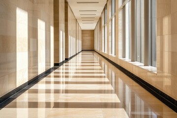Obraz premium Sunlit corridor in modern building