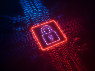 Cyber security protection poster modern digital lock UI asset for antivirus and breach prevention campaigns