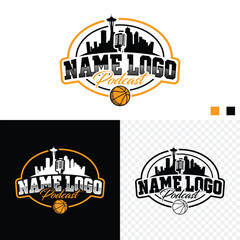 Podcast basketball sport logo template. Basketball podcast logo. Suitable for basketball sport streaming podcast