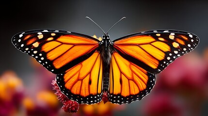 Obraz premium Butterfly on Flower Petal Close Up View