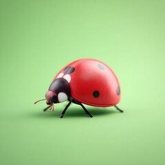 Naklejka premium A ladybug is on a green surface