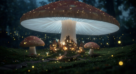 Fairytale Mushroom Village with Fairies