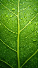 A leaf with water droplets on it