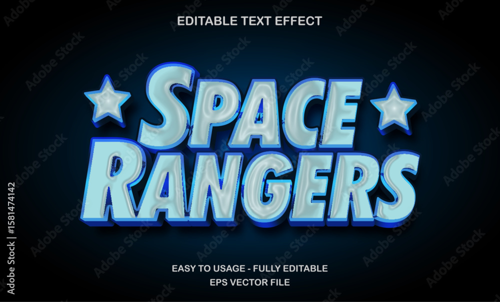 Poster editable text effect in shiny blue gradient with futuristic outer space style