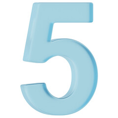 3D Blue Glass Number 5 Icon