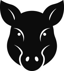 pig head silhouette vector illustration on white background 	