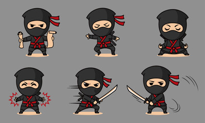 Cartoon Ninja Character Set