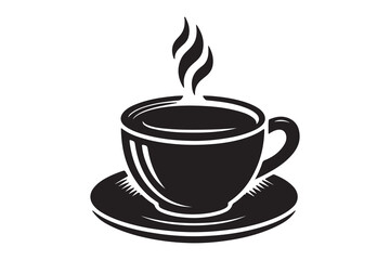 Obraz premium Simple coffee cup icon with hot coffee or tea steam symbol