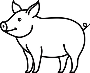 pig outline vector illustration on white background