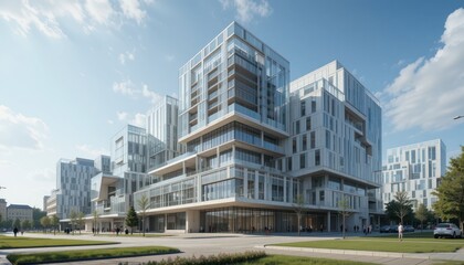 Fototapeta premium Modern Architectural Complex: A Stunning White Structure