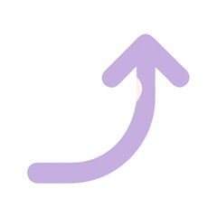 Purple Curved Arrow Pointing Up on Transparent Background