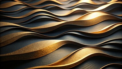 An abstract background features flowing gold and black waves, creating a modern and elegant texture