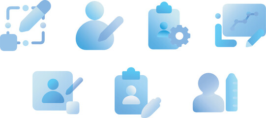 User Edit, Profile Settings, Data Management, Dashboard Customization, Identity Update – Blue Gradient Icon Set for UI/UX and Apps Mobile