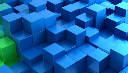 Obraz premium Abstract geometric pattern of overlapping blue and green cubes