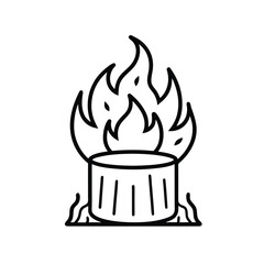 Vector Illustration of Fire Burning on White Background for Flame, Heat, and Energy Concepts
