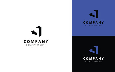 Letter J 3D logo design with isometric top-left view for your company