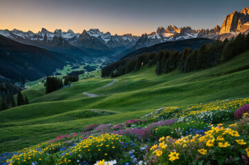 Fototapeta premium Alpine ridge in in summer