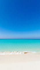 Obraz premium Exotic tropical beach at midday with sparkling sea and calm air