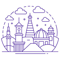 Fototapeta premium Line Art Famous Landmarks Around the World