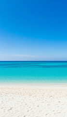Fototapeta premium Minimalist beach view with blue ocean gradient and smooth shoreline