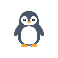 Fototapeta premium A cute penguin is standing upright, isolated on white background