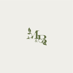 bold initial concept luxury wedding monogram design MB organic leaf logo letter