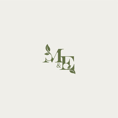 bold initial concept luxury wedding monogram design ME organic leaf logo letter