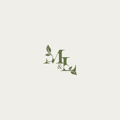 bold initial concept luxury wedding monogram design ML organic leaf logo letter